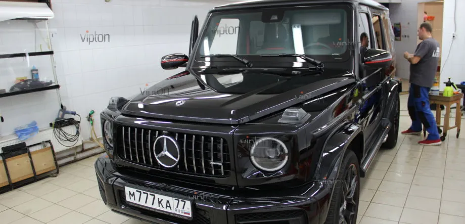 MERCEDES-BENZ G Установка антигравийной полиуретановой пленки LLumar Platinum Plus PPF 1
