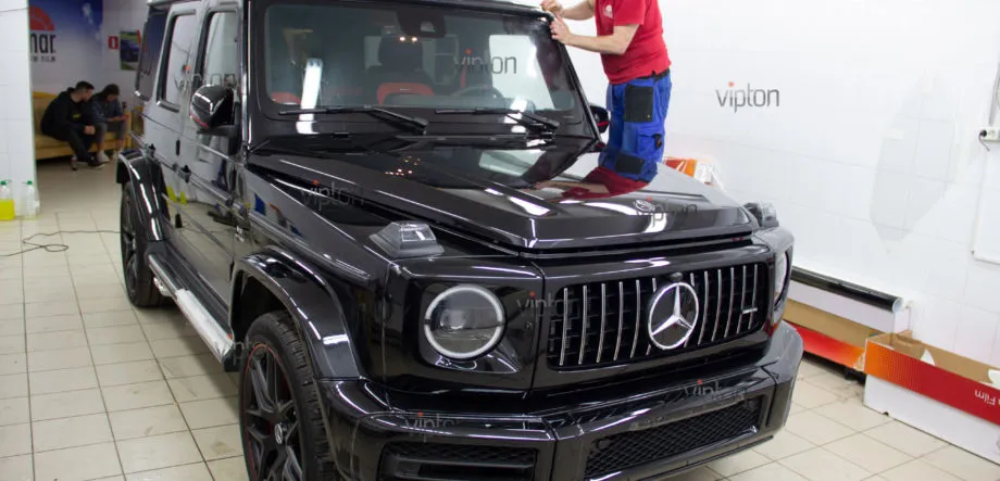 MERCEDES-BENZ G Установка антигравийной полиуретановой пленки LLumar Platinum Plus PPF 9