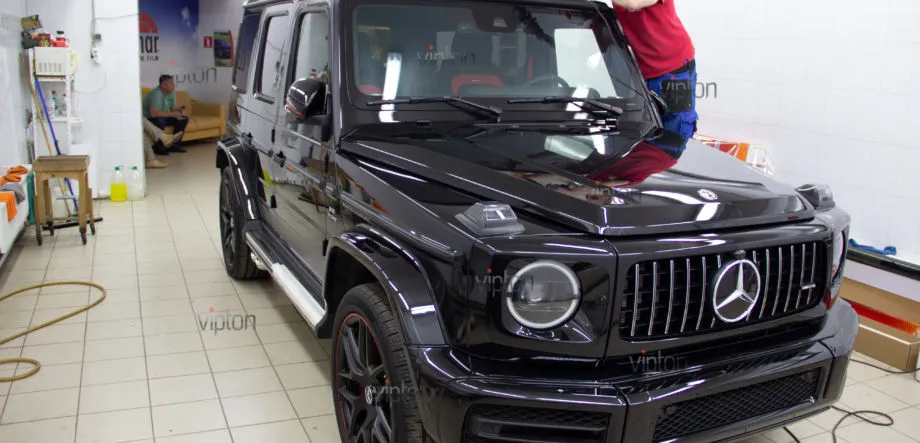 MERCEDES-BENZ G Установка антигравийной полиуретановой пленки LLumar Platinum Plus PPF 11